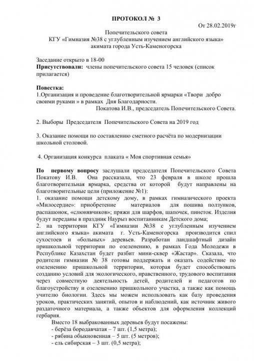 Протокол №3 от 28 февраля 2019