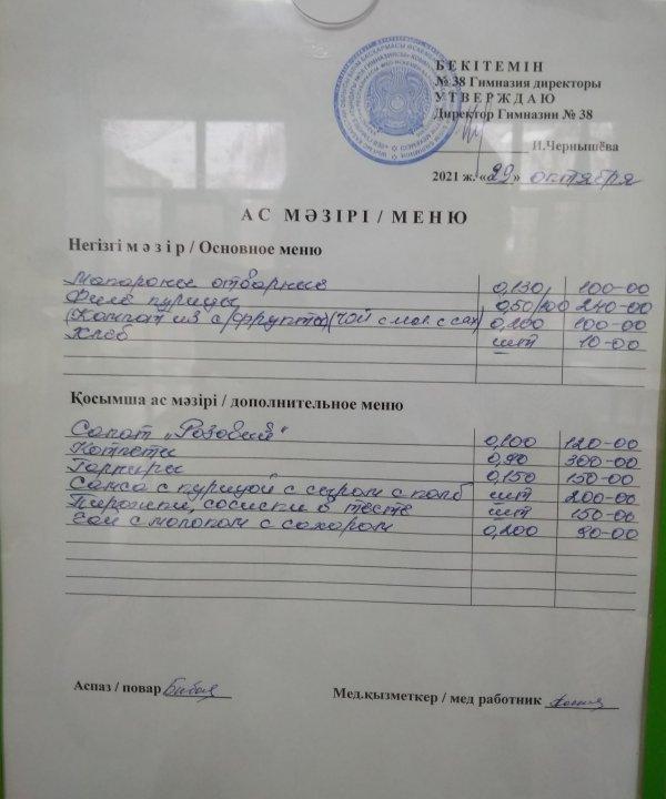 Информация о ежедневном меню школьной столовой